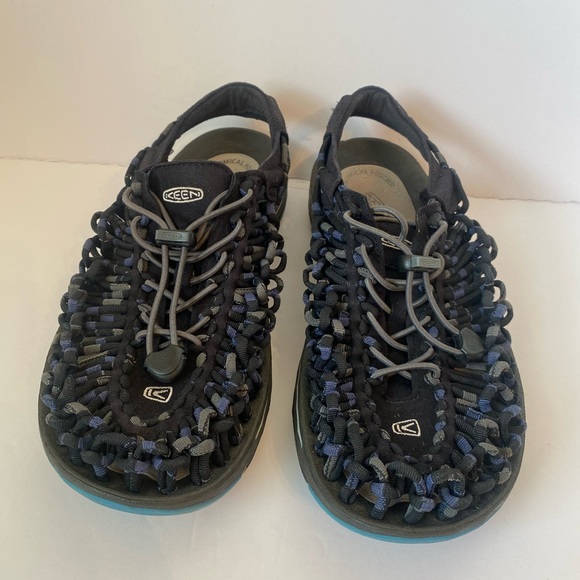 Keen Uneek 1014617 Black Grey Fishermen Hiking Sandals Cord Braided Rope - Picture 2 of 10